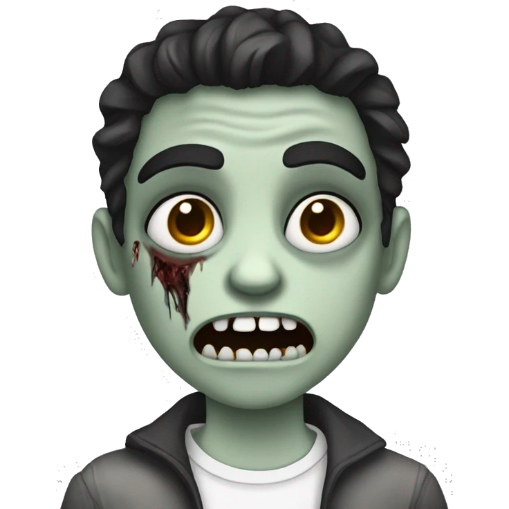 teen boy zombie with dark hair and white shirt emoji