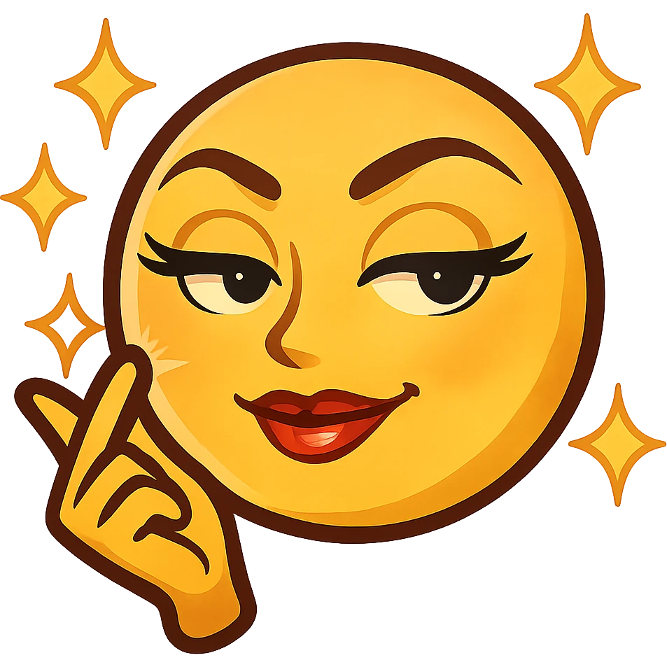slay emoji, finger snap, confident and glamorous emoji