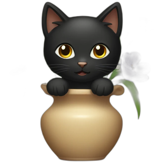 a black cat in a vase emoji