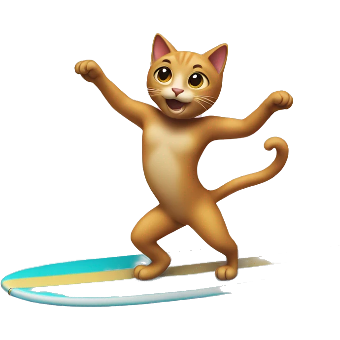 Cat dancing on a surfboard emoji
