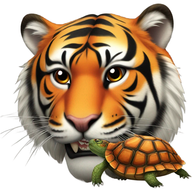 Tiger hungry for turtle emoji