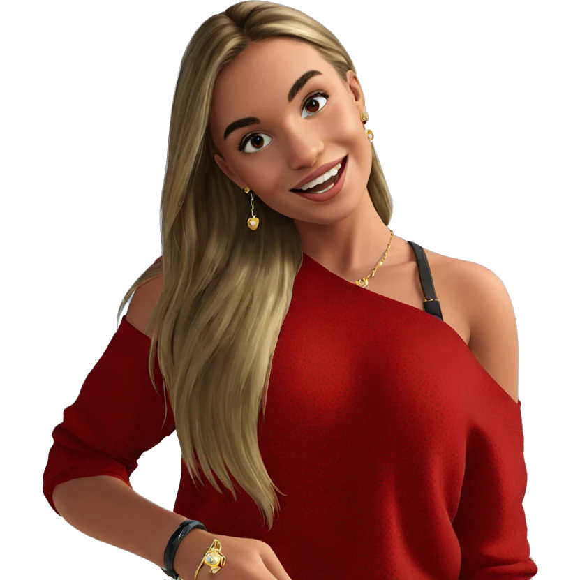 smiling girl outdoors with jewelry emoji