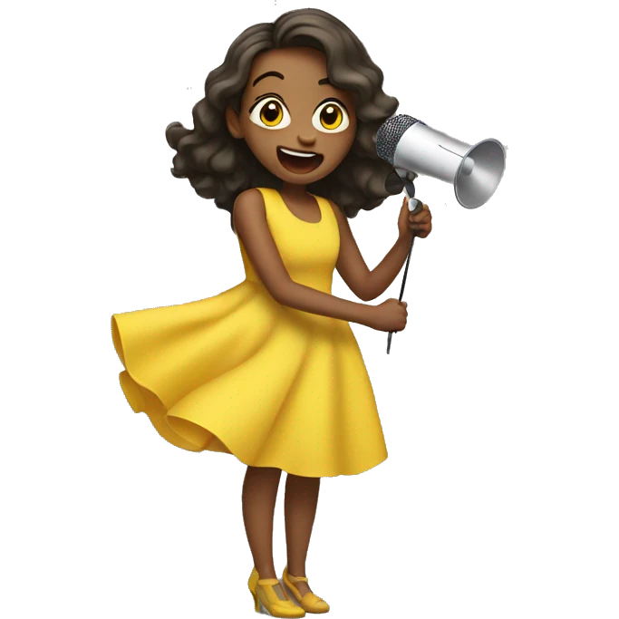 a girl singing in a yellow dress emoji