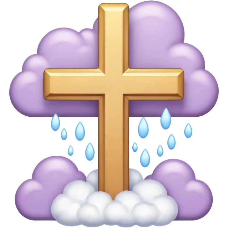 light lavender colored religious cross with bright light and clouds around it  emoji