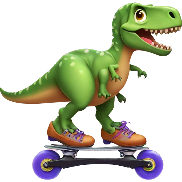 dinosaur rollerskating emoji