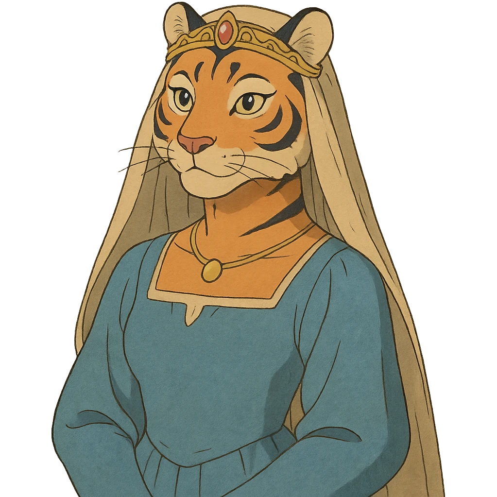 tiger human princess, ghibli style emoji