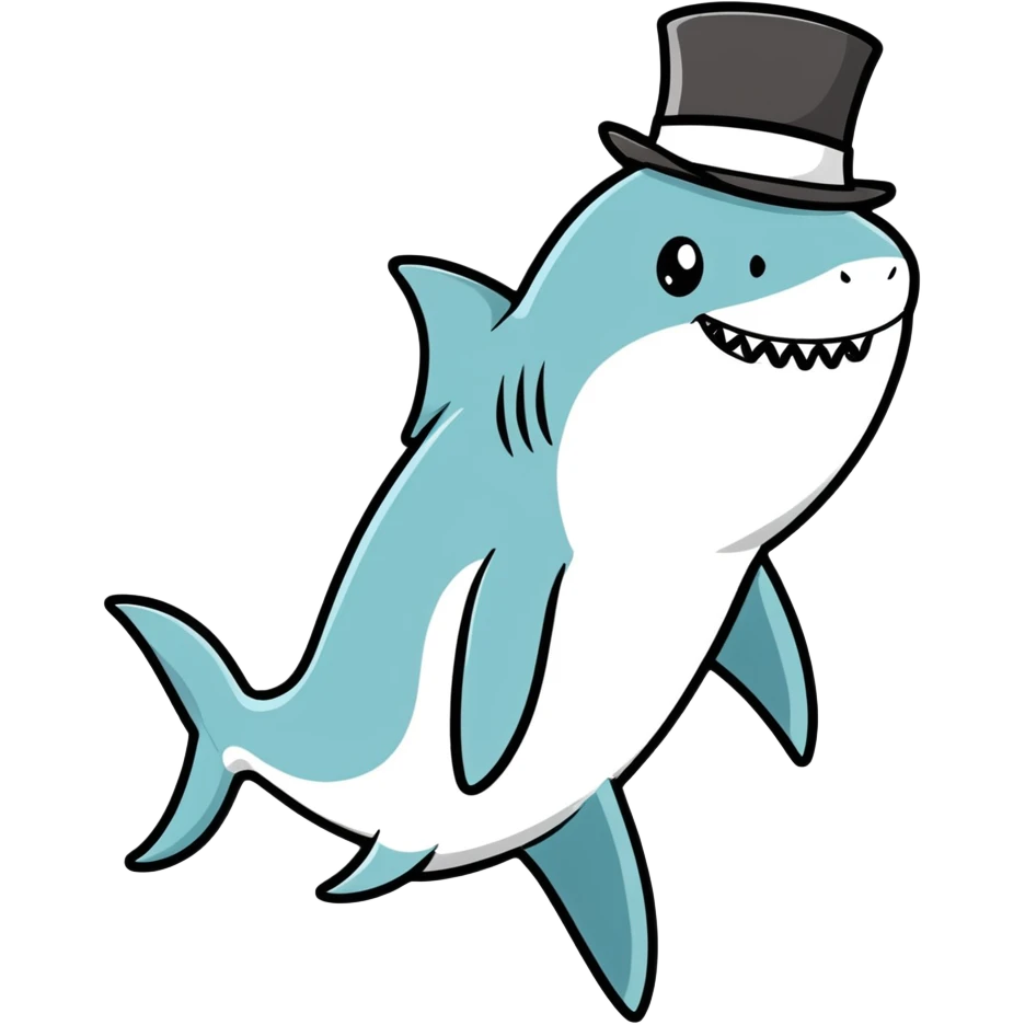Shark with a top hat emoji