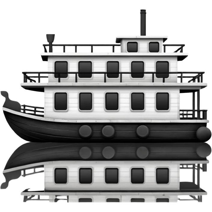 Simple black and white houseboat emoji