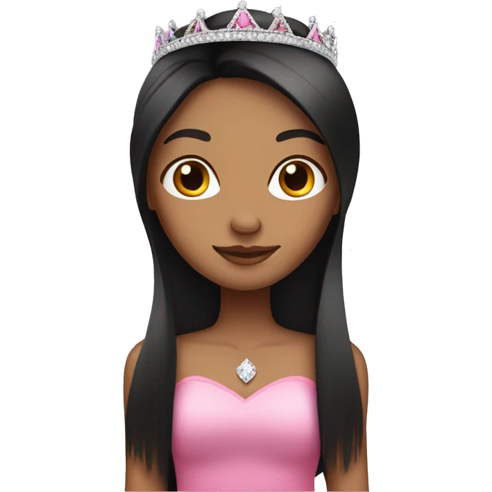 tan girl with black long straight hair with a pink tiara  emoji