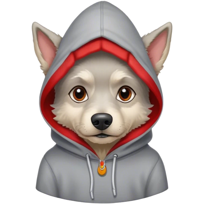 Gray dog scruffy red hood sweatshirt  emoji