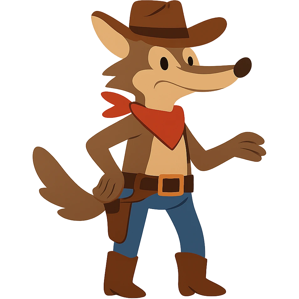flat toon coyote cowboy emoji
