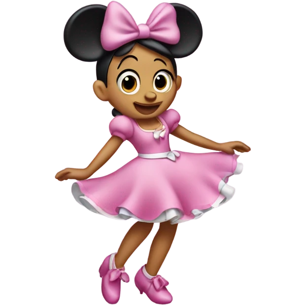 Dancing Minnie Mouse wearing pink  emoji