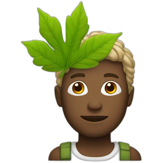 White Man with leaf on the head emoji