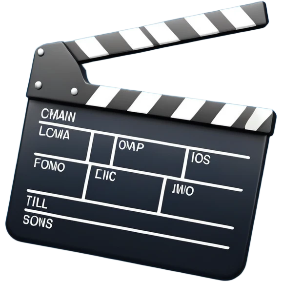 ultra simplified movie clapper with blue and white colors, two simple rectangles with a diagonal line emoji