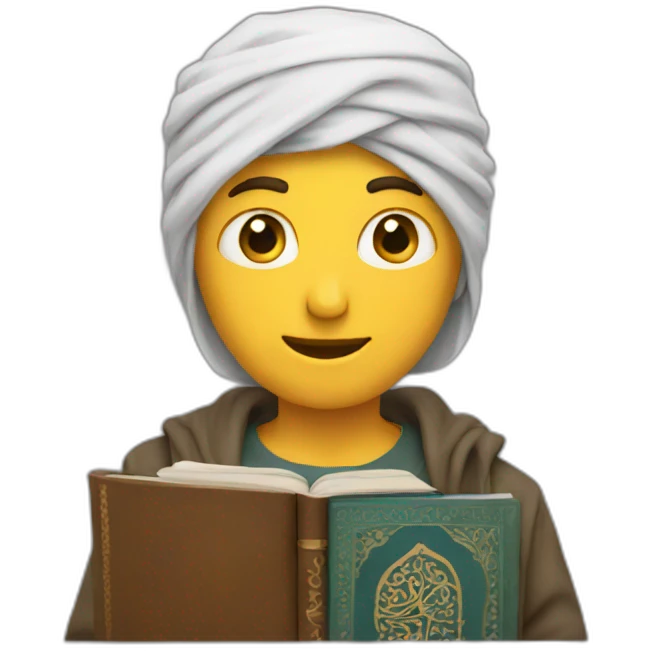 a man carrying the quran in his hand face emoji