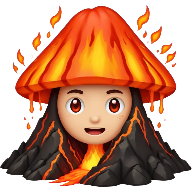 can i have an image of an red faced emoji with a small vocano th the top of its head erupting. i like the 4th image but no smiling emoji