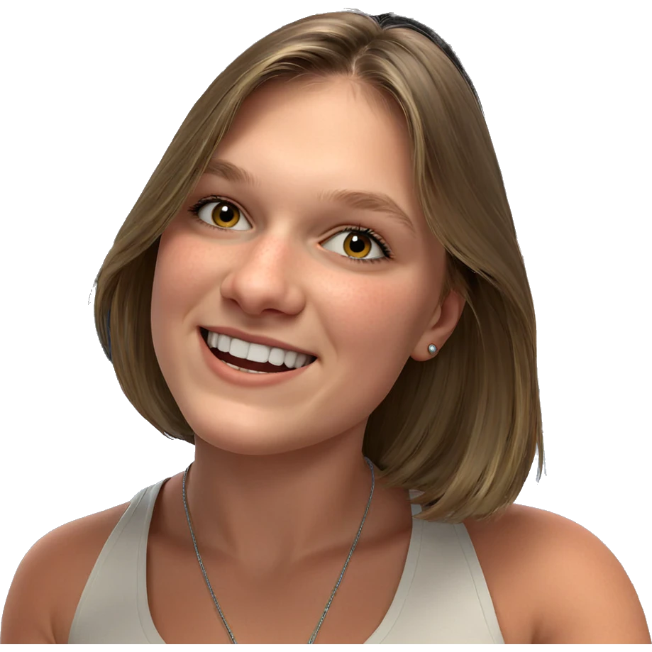 happy girl in indoor setting emoji