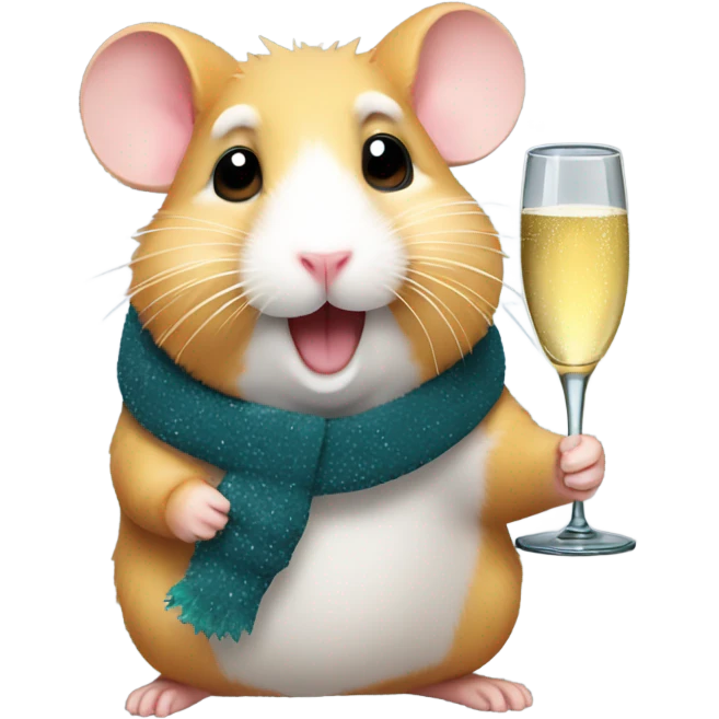 hamster christmas with champagne emoji