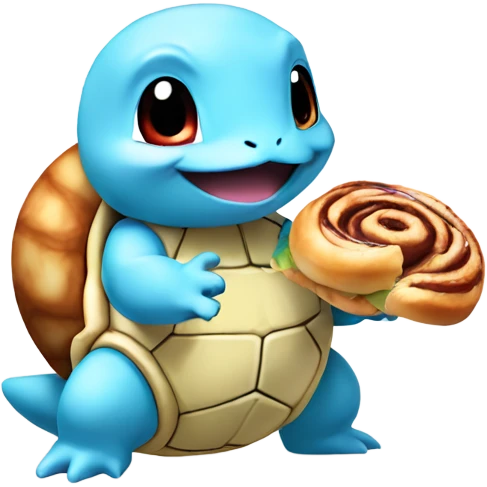 Squirtle eating a cinnamon roll emoji