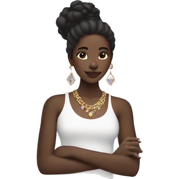 Black girl doing skincare with jewelry  emoji