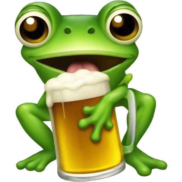Frog with beer emoji