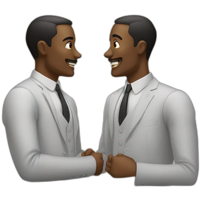 Deux hommes adulte ayant une conversation emoji