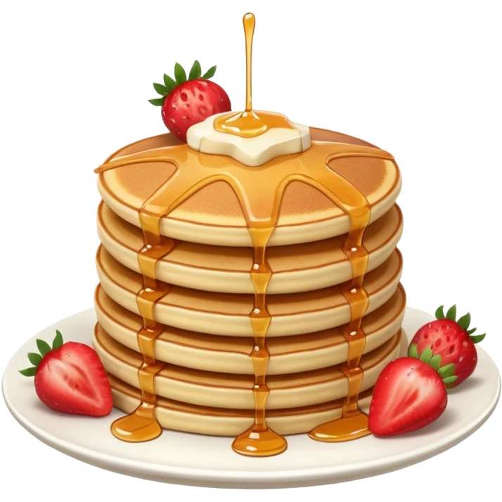 a stack of pancakes with strawberry  emoji