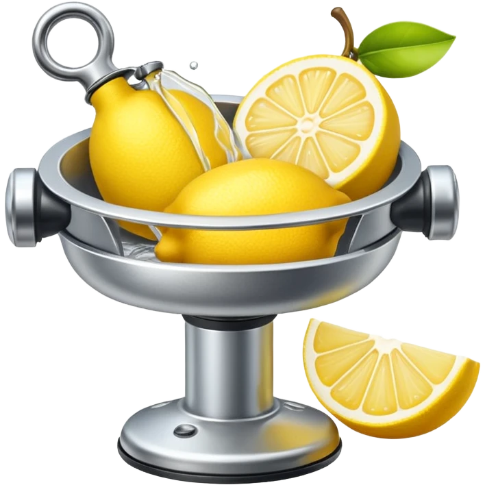 mac os icon fruit mechanical squeezer, lemon yellow bright crisp emoji