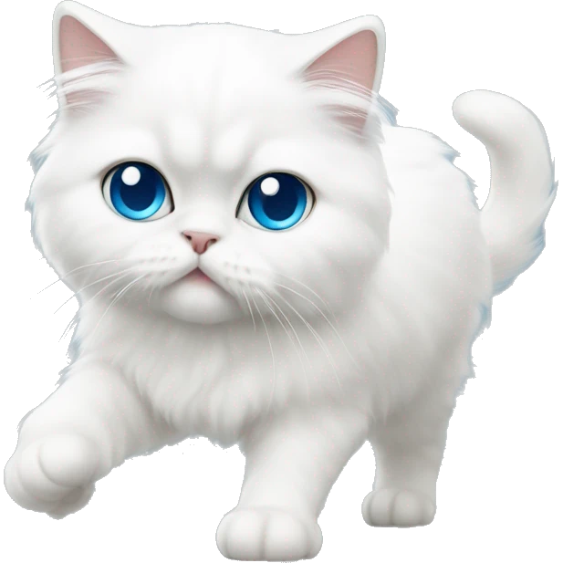 White persian cat whit blue eyes kitten walking  emoji