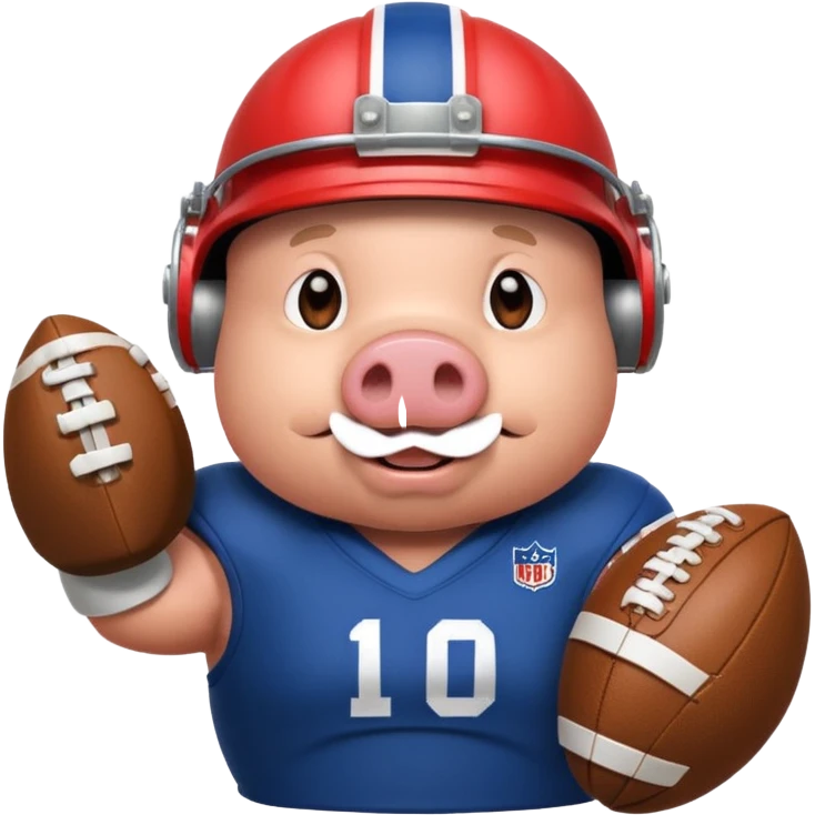 american football player pig with emoji