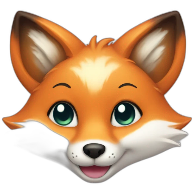 cute fox smiling with aura emoji