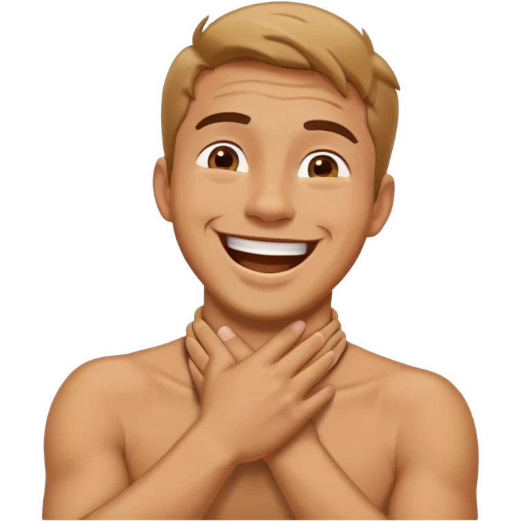 man crossing hands over neck while laughing emoji