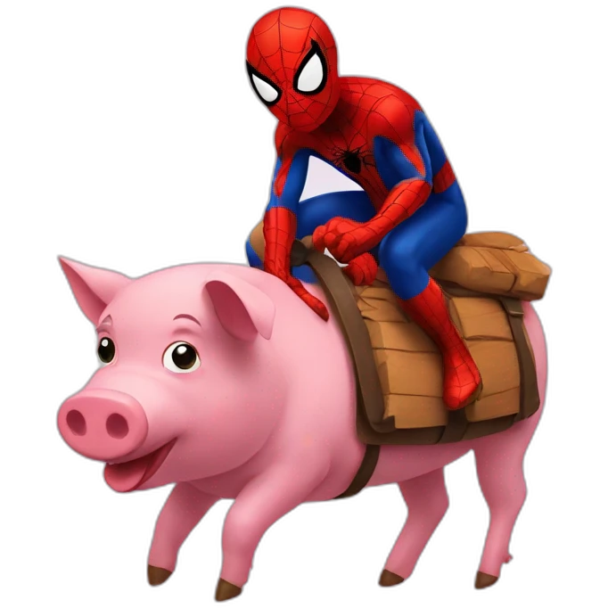 Spiderman riding pig emoji