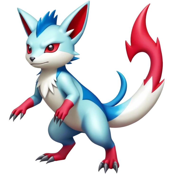 Cool Shiny Colorful Digimon-Sneasel-Zangoose-hybrid full body emoji