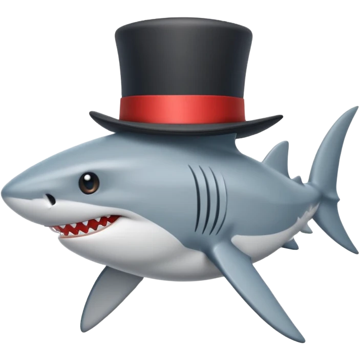 Shark with a top hat emoji