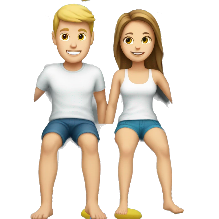 white boy  and white girl on waterslide emoji