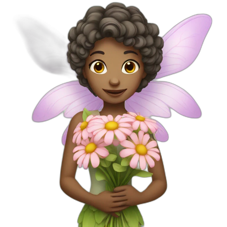 Flower fairy holding flower bouquet  emoji
