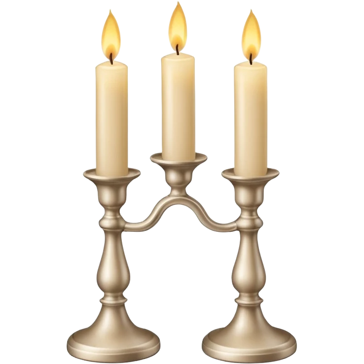 two pale beige candles in candlesticks emoji