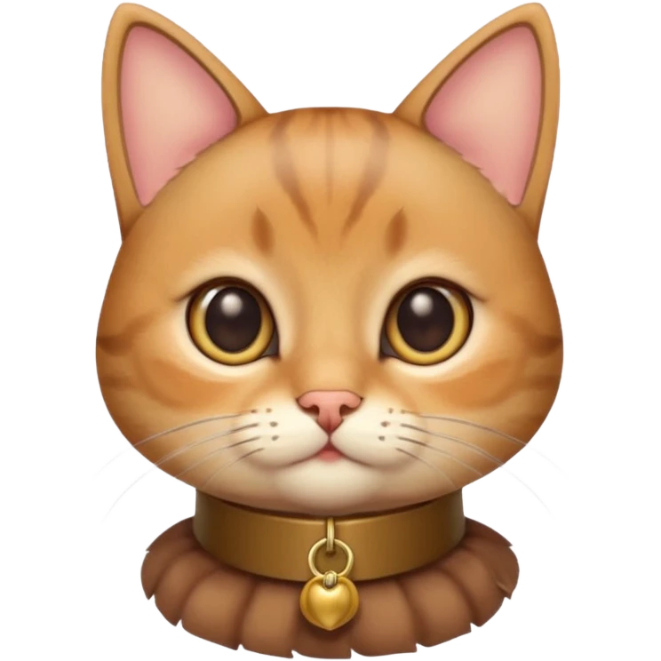 cat with bell coller brown cute big eyes emoji
