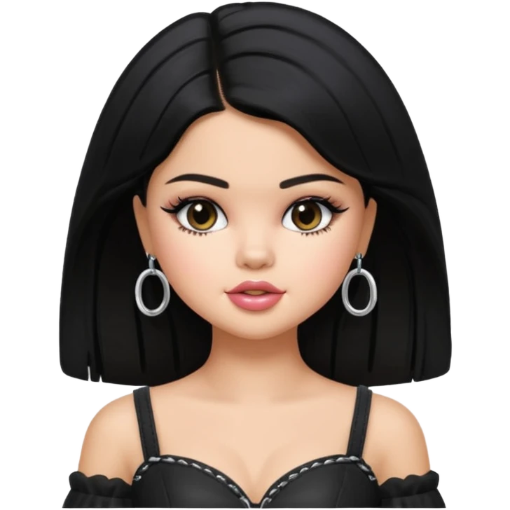 selena gomez as pretty bratz baddie, black hair emoji