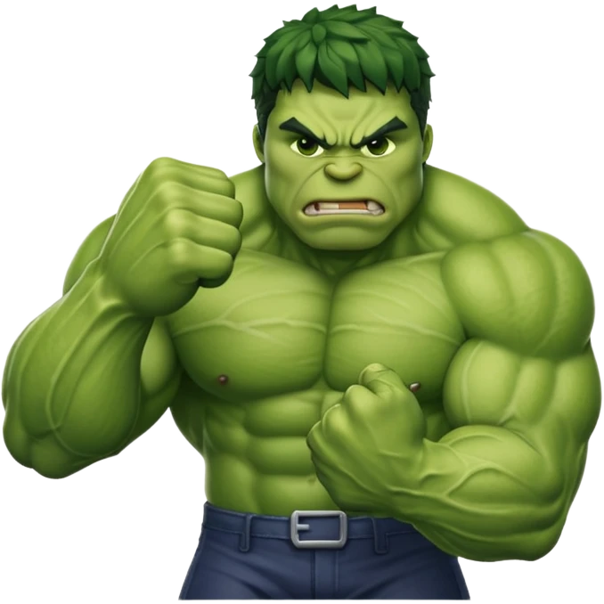 big muscular green cool hulks fist with  4 fingers emoji