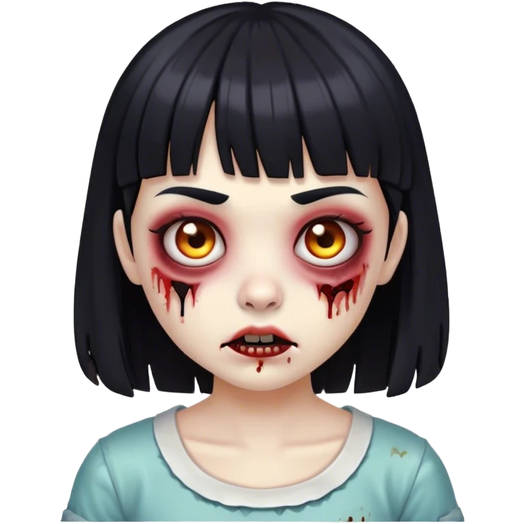 zombie girl with black hair and mini bangs  emoji