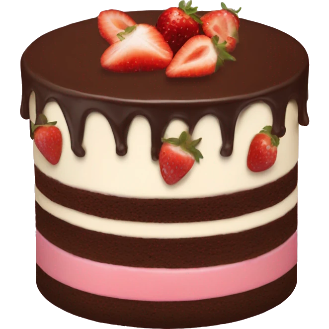 Chocolate Cake With Vanilla and Strawberry Frosting with face emoji