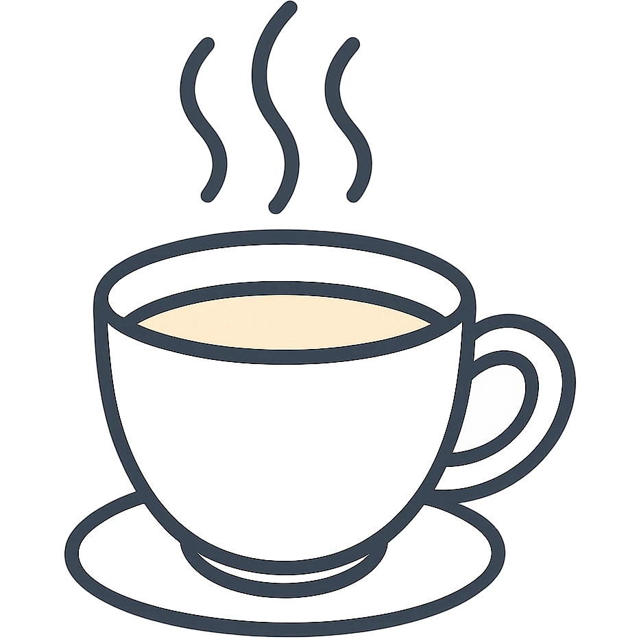 A modern coffee cup with steam rising, clean lines and minimal shading for a contemporary look. emoji