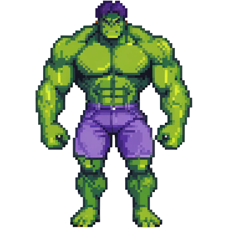 Hulk, green muscular superhero with purple shorts emoji