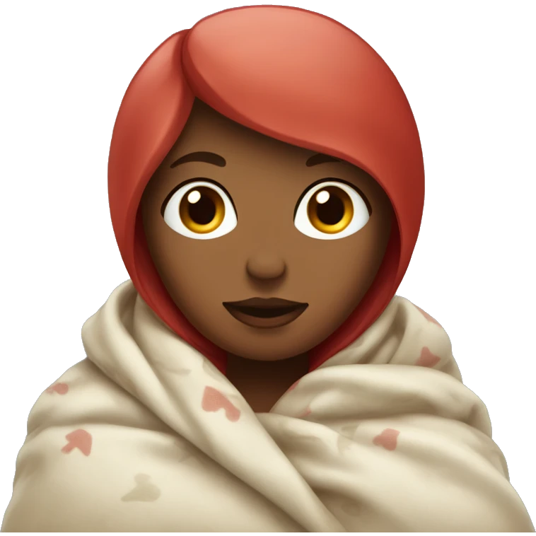Woman with cherry hair in a blanket emoji