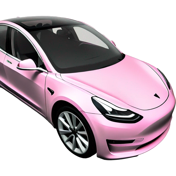 Pink Tesla model 3 half view emoji