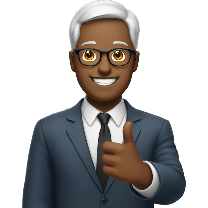 smiling man putting hands up who wearing glasses  emoji