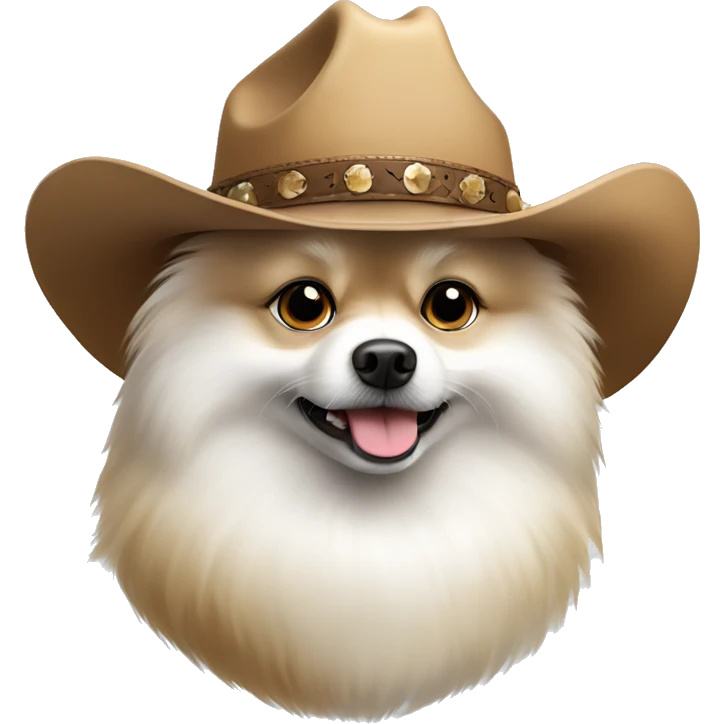 White Pomeranian with hat cowboy emoji