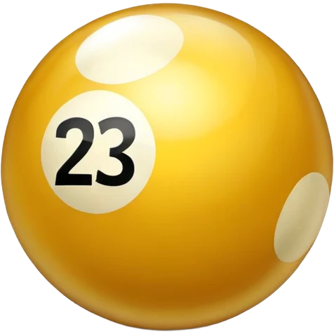 golden billiard ball with the number 23 in a shiny metallic style emoji